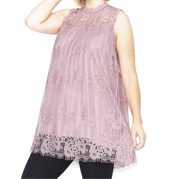 PLUS SZ Babydoll Crochet Lace Tunic Top - T16856X - Picture 3 of 6
